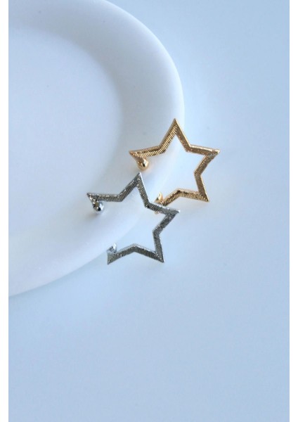 Yıldız Tasarım Sıkıştırmalı Earcuff Kıkırdak Küpe Gold modelleri