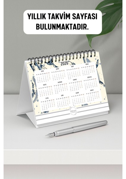 2026 Masa Takvimi Spiralli A6 (15X12CM) Orta Boy / Resmi Tatiller ve Hafta Sonları / 12 Aylık fırsatları