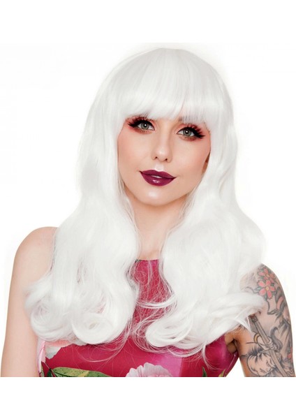 Beyaz Renk Kahküllü Dalgalı Uzun Parti Peruğu (K95) modelleri