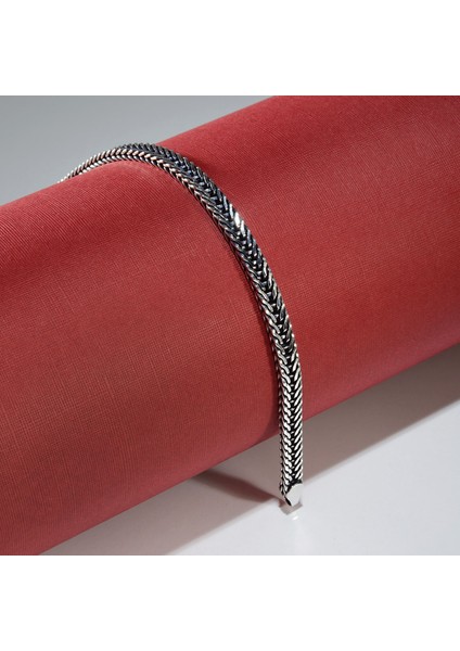 5n Oluklu Tilki Kuyruğu Gümüş Bileklik