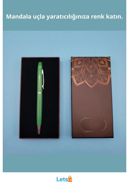 Mandala Desenli Yeşil Touchpen Tükenmez Kalem Şık Hediye Kutulu fiyatları