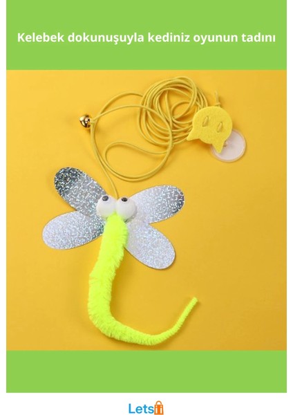 Kelebek Model Elastik Kendinden Yapışkanlı Kedi Oyun Oltası fiyatları