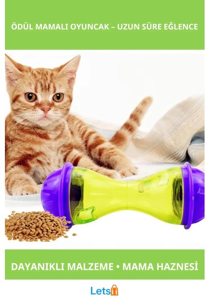Interaktif Kedi Ödül Mamalı Eğlenceli Oyuncak Mor Yeşil