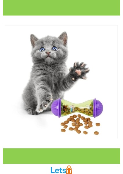 Interaktif Kedi Ödül Mamalı Eğlenceli Oyuncak Mor Yeşil indirimleri