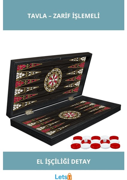 Klasik Sedef Işlemeli Dayanıklı Tavla Oyun Seti