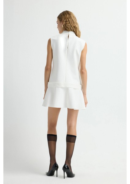 Kemerli Dik Yaka Elbise Kemik 12445656000