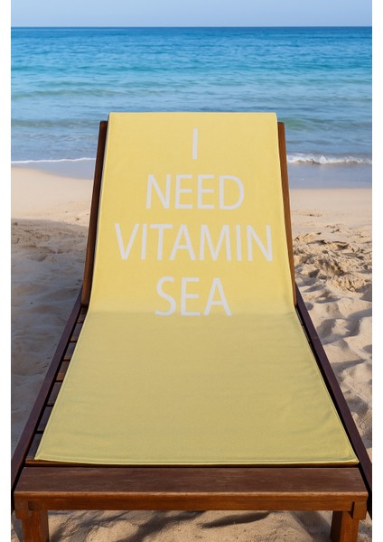 %100 Doğal Pamuk Yüksek Su Emici 90 x 180 Plaj Havlusu Deniz Havlusu Sarı