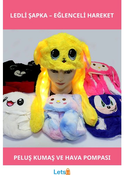 LED Işıklı Kulak Hareketli Şapka