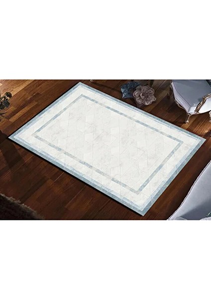 Nüans 1047 Mavi Çerçeveli Akrilik Modern Yumuşak Dokuma Salon Mutfak Yolluk Oturma Odası modelleri