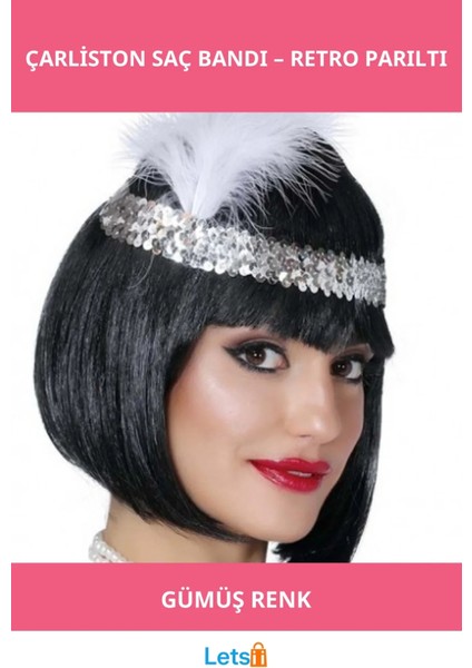 Gümüş Renk Retro Çarliston Saç Bandı Şık Aksesuar