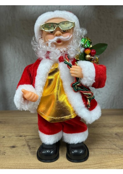 Dans Eden Noel Baba, Müzikli, Hareketli Noel Baba, Yılbaşı Oyuncak, Yılbaşı Dekor Süsleme 28CM