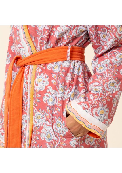 Tabea Şal Yaka Müslin Pamuk Bornoz - Koyu Pembe modelleri