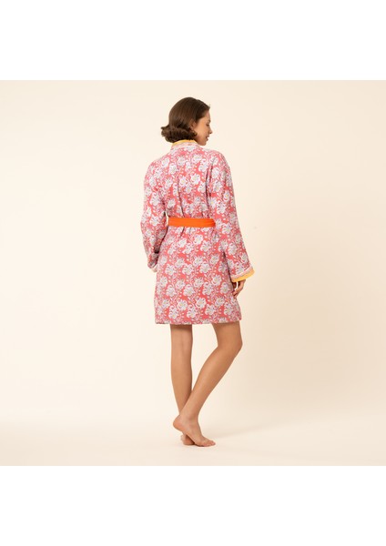 Tabea Şal Yaka Müslin Pamuk Bornoz - Koyu Pembe fırsatları