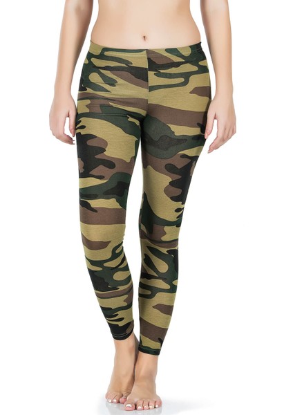Kamuflaj Desenli Uzun Kadın Tayt 443