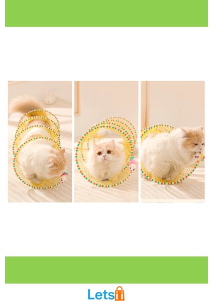 Hafif Katlanabilir Kedi Tüneli Tüylü Oyuncaklı Oyun Alanı fırsatları