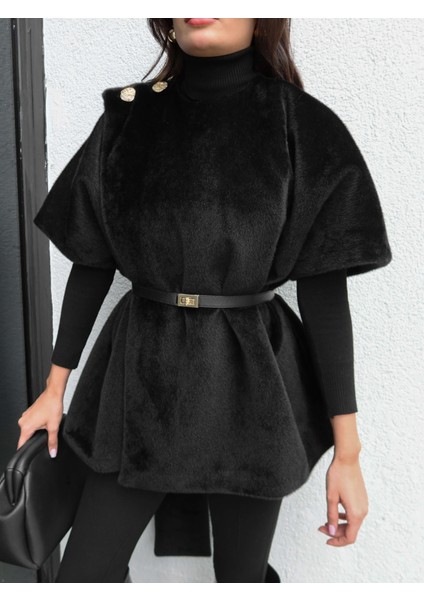 Tasarım Kemerli Kürk Panço modelleri