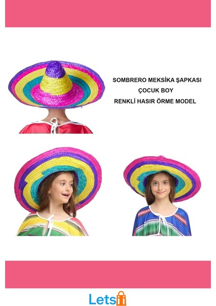 Renkli Örme Hasır Sombrero Meksika Şapkası Çocuk Boy indirimleri