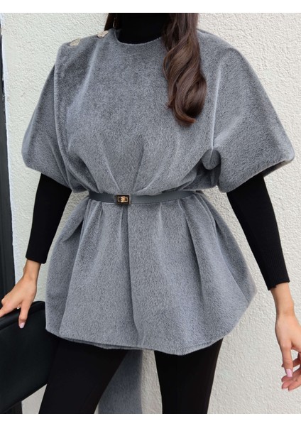 Tasarım Kemerli Kürk Panço modelleri