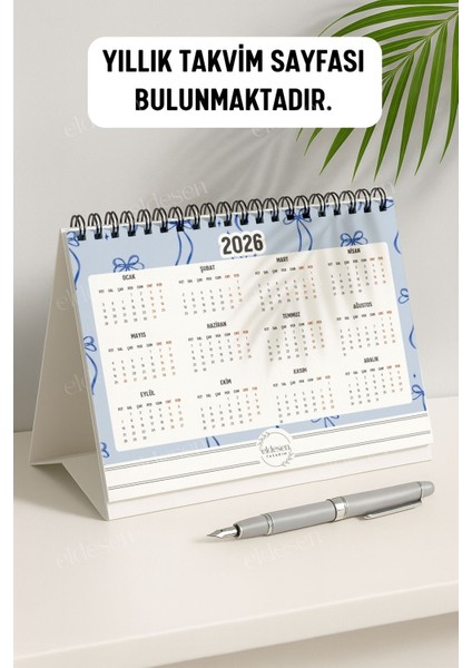2026 Masa Takvimi Spiralli A5 (21X16CM) Büyük Boy / Resmi Tatiller ve Hafta Sonları / 12 Aylık fırsatları