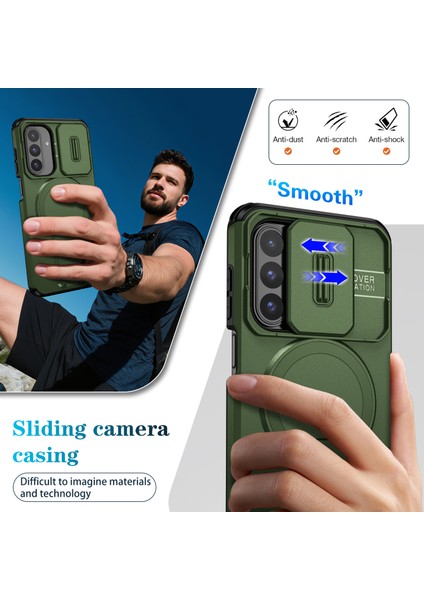 Samsung Galaxy A26/A17 5g/4g Için Manyetik Kılıf, Kayar Kamera Korumalı Çift Katmanlı Darbeye Dayanıklı Telefon Kılıfı, Ayarlanabilir Stand, Yeşil (Yurt Dışından) fırsatları