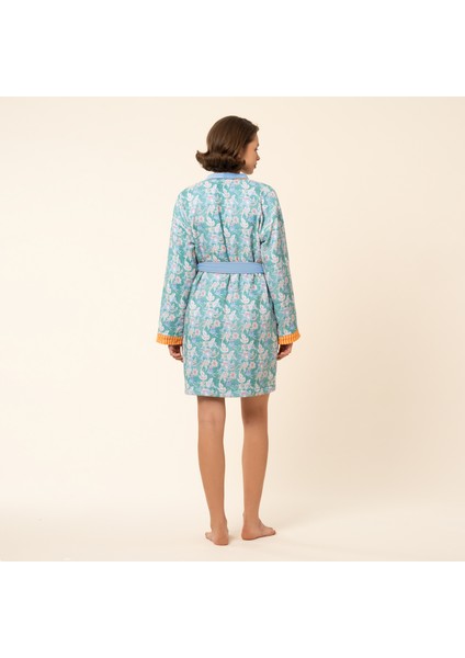 Tabea Şal Yaka Müslin Pamuk Bornoz - Yeşil fırsatları