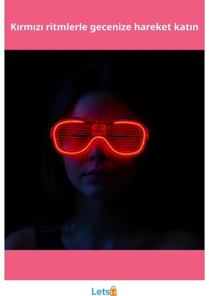 Kırmızı Neon LED Işıklı Parti Gözlüğü 3 Modlu fiyatları
