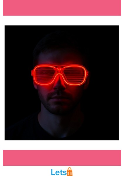 Kırmızı Neon LED Işıklı Parti Gözlüğü 3 Modlu modelleri