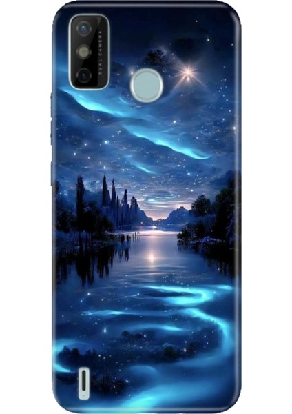Tecno Spark 6 Go Uyumlu Kılıf Resimli Desenli Silikon Gece Yarısı