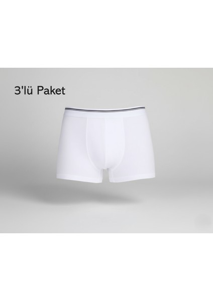 Erkek Boxer Pamuklu Cotton Elastan 3'lü Paket Ekstra Esnek Slim Fit - Berrak