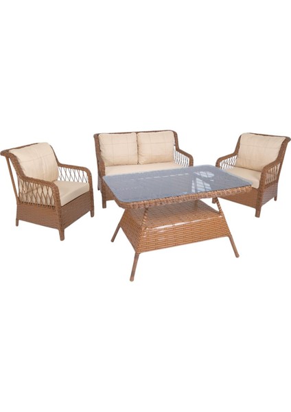 Atlantik Bahçe Mobilyası Balkon & Teras & Kış Bahçesi 4'lü (2+1+1+70*120 Masa)