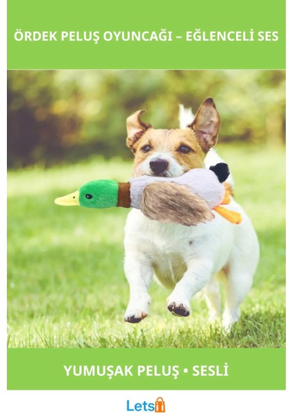 Sesli Ördek Şekilli Dayanıklı Peluş Köpek Oyuncağı