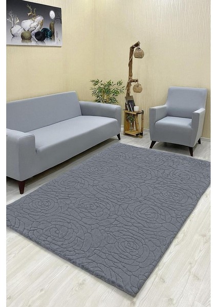 Gül Model Welsoft Halı Örtüsü Koyu Gri Renk - 200 x 300