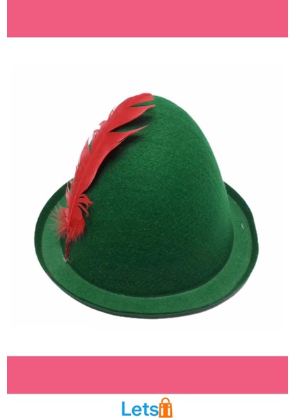 Yeşil Renk Kırmızı Tüylü Peter Pan Şapkası modelleri