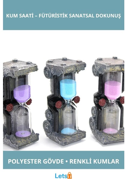 Polyester Tasarım Renkli Kum Saati Dayanıklı Dekoratif Süs