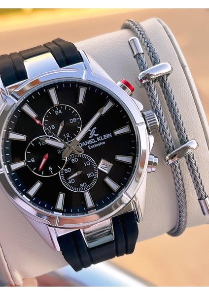 Silikon Kordon Italyan Tasarım Bileklik Hediyeli 2yıl Garantili Erkek Kol Saati 10691.1