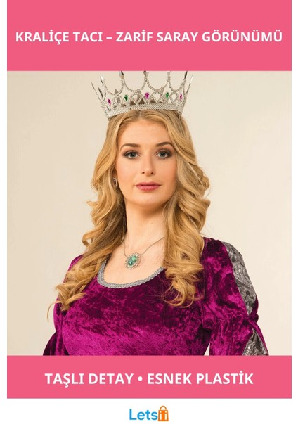 Taşlı Rönesans Gümüş Renk Kraliyet Kraliçe Tacı