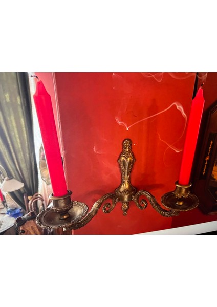 Pirinçten Avrupa Aplik Şeklinde Şamdan Boy 20 cm Eni 29 cm