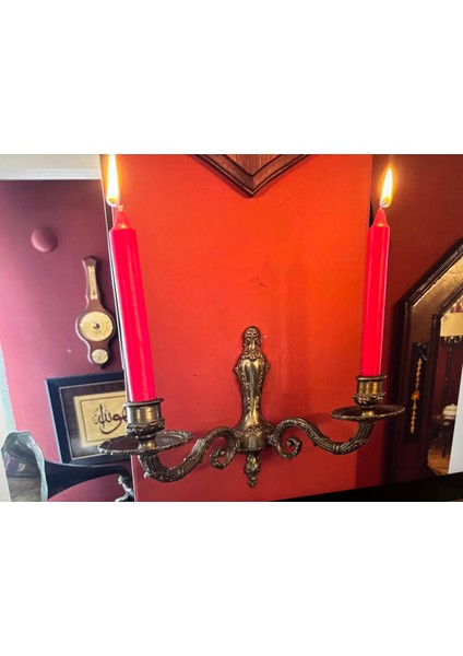 Pirinçten Avrupa Aplik Şeklinde Şamdan Boy 20 cm Eni 29 cm fiyatları