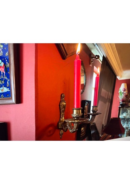 Pirinçten Avrupa Aplik Şeklinde Şamdan Boy 20 cm Eni 29 cm modelleri