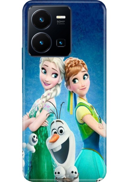 Vivo Y22S - Y35 Uyumlu Kılıf Resimli Desenli Silikon Elsa Anna Olaf