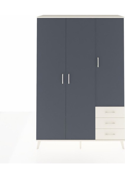 Hyperion Dolap 6 Raflı 3 Çekmeceli Tek Askılı 132X44X195 Aytaşı-Antrasit/aytaşı