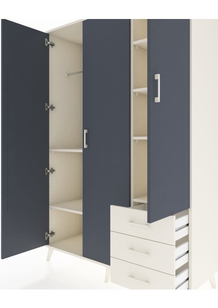 Hyperion Dolap 6 Raflı 3 Çekmeceli Tek Askılı 132X44X195 Aytaşı-Antrasit/aytaşı fırsatları