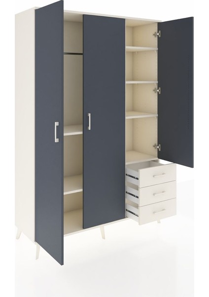 Hyperion Dolap 6 Raflı 3 Çekmeceli Tek Askılı 132X44X195 Aytaşı-Antrasit/aytaşı indirimleri