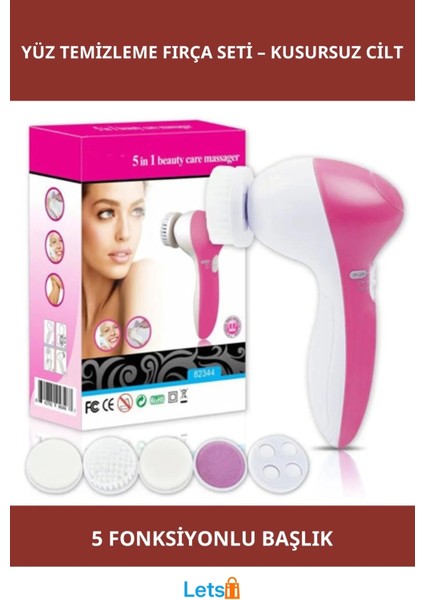 5'i 1 Arada Pilli Yüz Temizleme, Masaj ve Peeling Fırçası