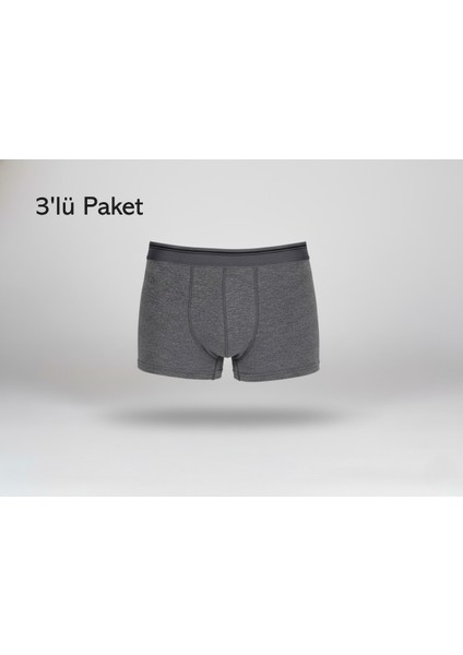 Erkek Boxer Pamuklu Cotton Elastan 3'lü Paket Ekstra Esnek Slim Fit - Berrak