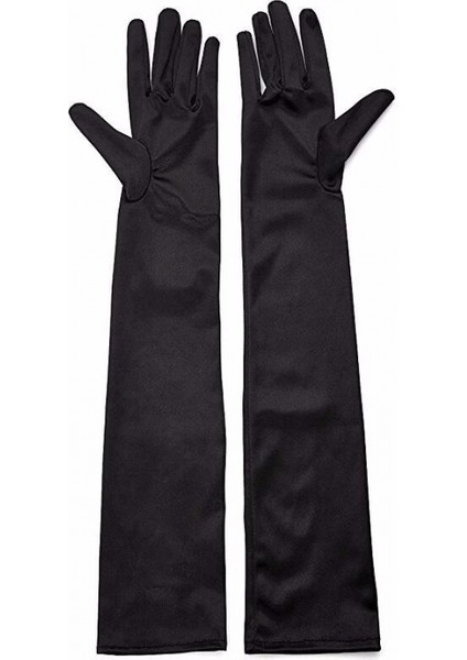 Siyah Renk Dirseğe Kadar Uzun Kumaş Eldiven (K95) fırsatları