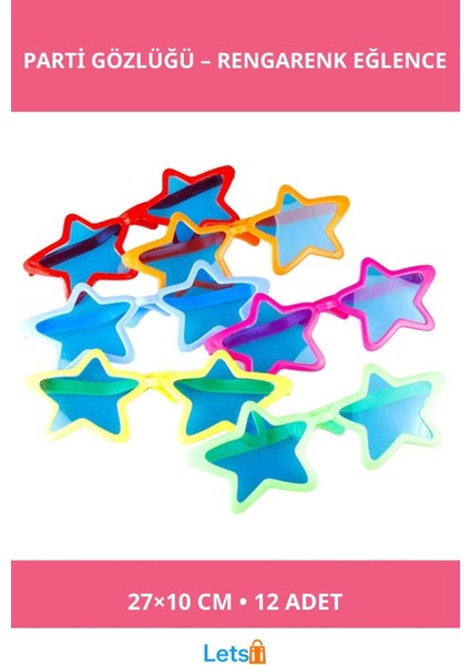 Büyük Yıldız Parti Gözlüğü Karışık Renk 12 Adet
