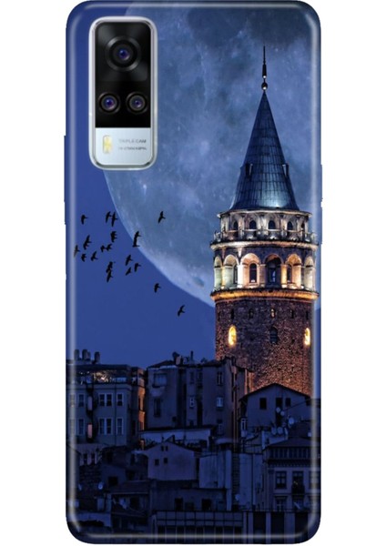 Vivo Y51 Uyumlu Kılıf Resimli Desenli Silikon Galata Moon