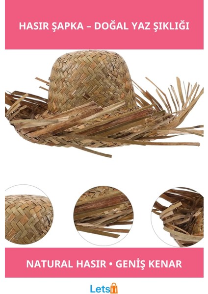 Tropikal Parti Doğal Hasır Şapka Geniş Kenar ile Güneşten Koruma