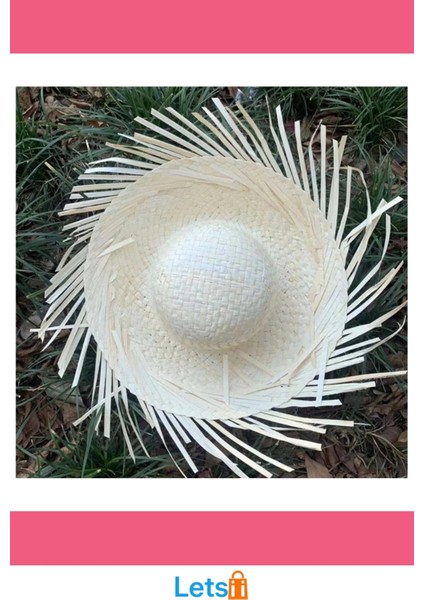 Tropikal Beyaz Hasır Hawaii Şapkası Plaj ve Parti Aksesuarı modelleri